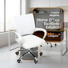 Cadeira De Escritório Oficial Begonia Mesh Giratória Branco