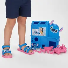 Sandália Infantil Grendene Meninas Stitch Oficial com Casa de Brinquedo Rosa/Azul Glitter 23321
