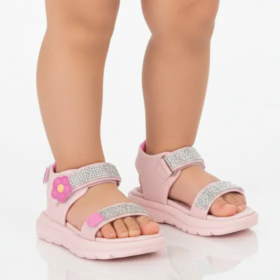 Sandália Infantil Molekinha Bebê Menina com Strass Fechamento Velcro Conforto 2734.103
