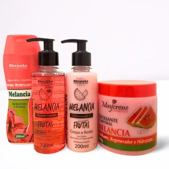 Kit Corporal Completo Melancia Sabonete Hidratante Esfoliante