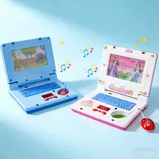 DLI Mini computador portátil musical infantil com decoração luminosa princesa