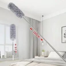 Espanador de Pó Para Limpeza em Microfibra Com Cabo Extensor e Retrátil Lavável 2,8m Escova De Limpeza De Poeira