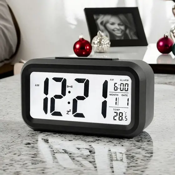 Relógio Digital Para Mesa Com Alarme Data Temperatura