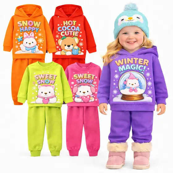 Kit Sortidos 2 ou 6 Peças Moletom Infantil Inverno Menina Conjuntos Moletom Infantil Bebê Feminino Inverno Flanelado