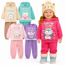 Kit 4 Peças de Moletom Flanelado Menina -2 Conjuntos Moletom Infantil Bebê Feminino Inverno Envio Rápido Confortável 