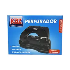 Perfurador de Papel com 2 Furos em Aço Resistente Uso Manual Preto
