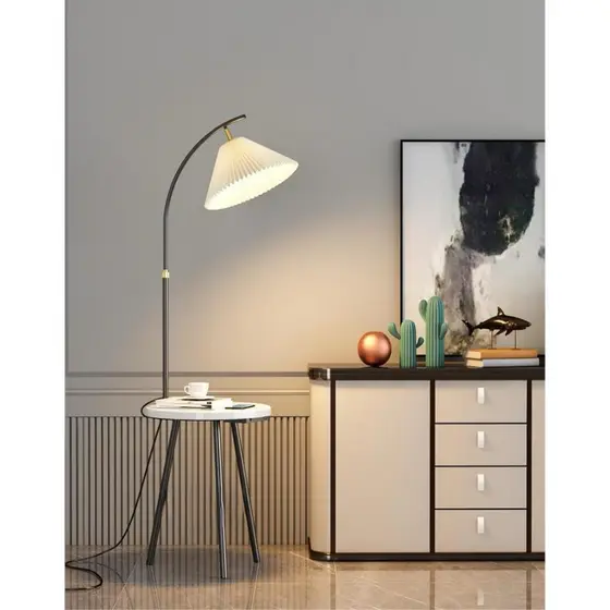 Luminária Abajur Com Cúpula E Mesa Apoio Modelo 8038 Candeeiro De Chão De Madeira Suporte De Abajur Quarto Sala De Estar