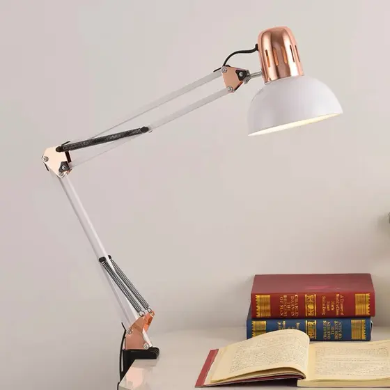 Luminária Pixar Luxo com Detalhes Rose - Articulada Com Garra