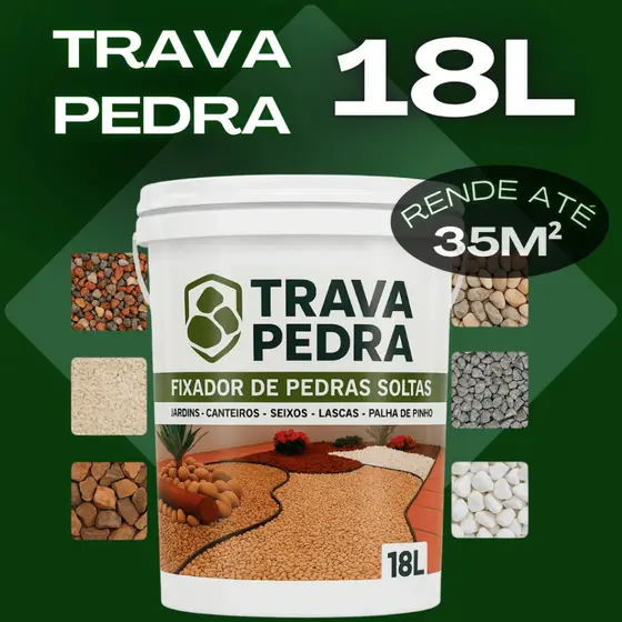 Trava Pedra 18L Fixador De Pedras Soltas Jardim Seixos Brita Impermeabilizante Externo Antifúngica