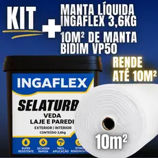 KIT MANTA LÍQUIDA 3,6KG + BIDIM 10M IMPERMEABILIZAÇÃO COMPLETA ANTI INFILTRAÇÃO GOTEIRA TELHADOS