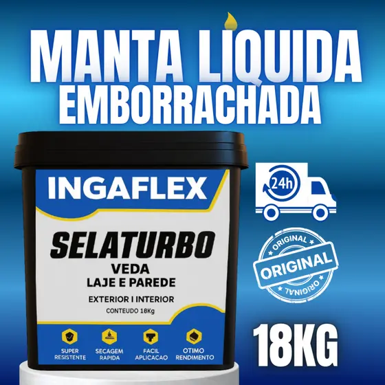 Tinta Emborrachada Selaturbo 18Kg Impermeável Para Laje Telhado Parede Proteção Contra Infiltração