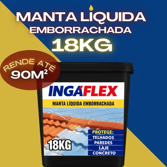 Manta Líquida Impermeabilizante 18kg Emborrachada Vedação Total Contra Goteiras Infiltração Chuva