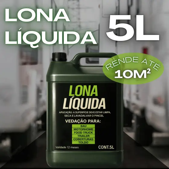 Lona Líquida 5L Impermeabilização Reforçada Para Telhado Piso Parede Caminhão Motorhome Sol Chuva