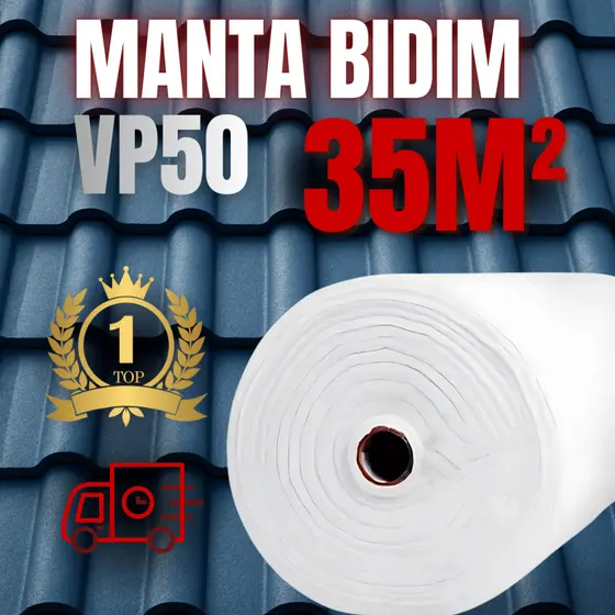 Manta Bidim 35m VP50 Estruturante Impermeabilização Telhas Lajes Telhados Reforça Manta Líquida