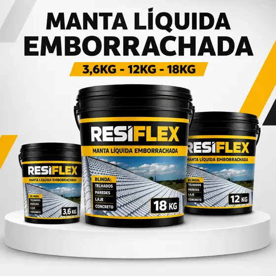 Manta Líquida Emborrachada Impermeabilizante 3,6kg 12kg 18kg Anti Infiltração Goteiras Telhados Laje