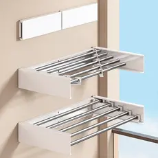 Varal de Parede Retrátil Com 5 Varetas 100/80 cm Dobrável Grande Invisível Resistente Porta Toalha