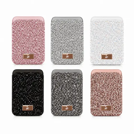 Porta Cartão MagSafe Magnético com Strass para iPhone Luxo