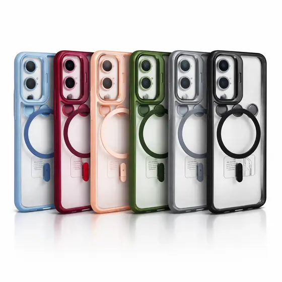 Capa MagSafe p Galaxy Transparente c Suporte e Película De Camera