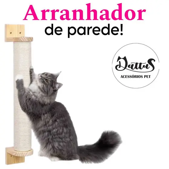 Arranhador de parede de Madeira Pinus e Sisal Natural de 50cm a 115cm