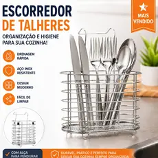 Escorredor de Talheres Aço Inox Porta Talheres Cozinha Organizador com Alça para Pendurar