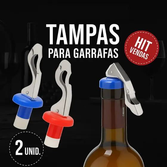 Kit 4 Rolhas para Garrafa De Vidro Tampa de Vinho Inox