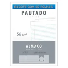 Papel Almaço Pautado Pacote com 50 folhas  - Branco