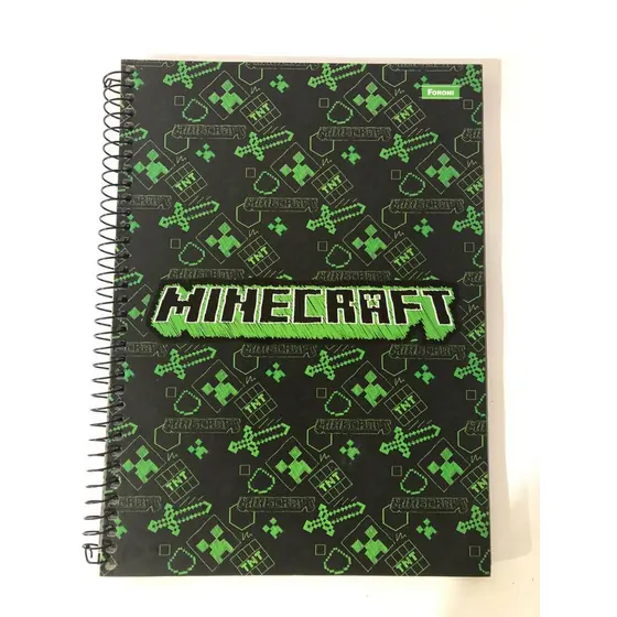 Caderno Minecraft 1 Matéria 80 Folhas Foroni | Caderno Universitário Gamer | Material Escolar | Papelaria