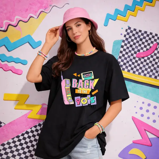 Camiseta Oversized Estampa Anos 90 Vintage Tshirt Casual Dia A Dia Blusa Retrô