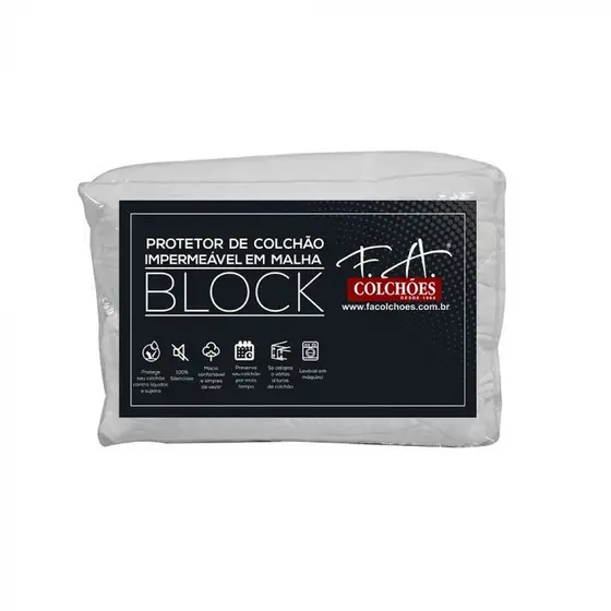 Protetor De Colchão Impermeável Em Malha Block King Cor Branco Desenho Do Tecido Liso