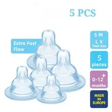 5PCS Tetinas De Seda Para Biberões De 0-12 + Meses Mamilos Macios 5,2cm Mamilo De Substituição De (Tamanho S M L X)