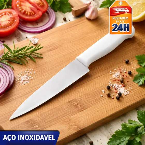 Faca Profissional 5” a 12” – Aço Inox, Cozinha e Açougue, Peixe e Carne, Cabo Reforçado