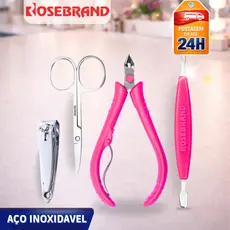 Kit Manicure Completo 4 Peças | Alicate de Cutícula, Espátula, Tesoura e Cortador • Beleza e Cuidados Pessoais