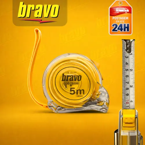 Trena Métrica Transparente 5m com Trava | Fita 19mm ou 25mm • Medição Precisa