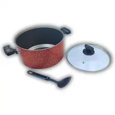 Panela Caldeirão Panelão 26cm Antiaderente Teflon Dakasa Vermelho Preto Branco Caçarola de Arroz