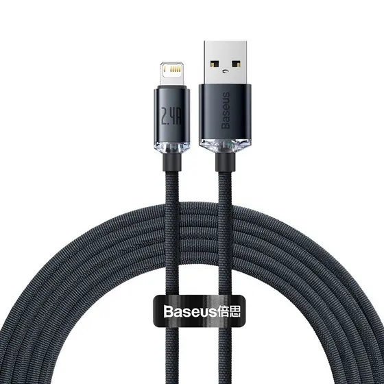 Cabo Usb P/ Lightning Baseus Crystal Shine 2.4a 2m iPhone X 11 12 13 14 Pro Max Resistente