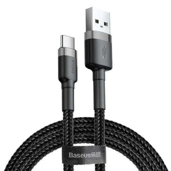 Baseus Cabo USB para Tipo-C Nylon 3A 1 Metro Cafule Carregamento Rápido iPhone 15 16 Android