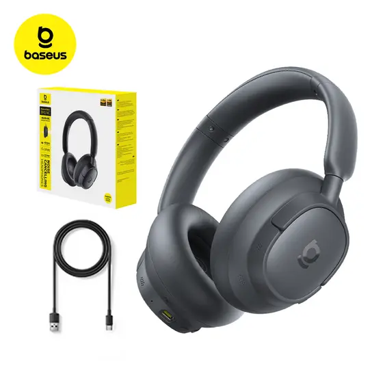 Headphone Baseus BH1 NC Sem Fio Bluetooth 6.0 ANC -45 dB Graves Fortes 80h Bateria Som Hi-Res