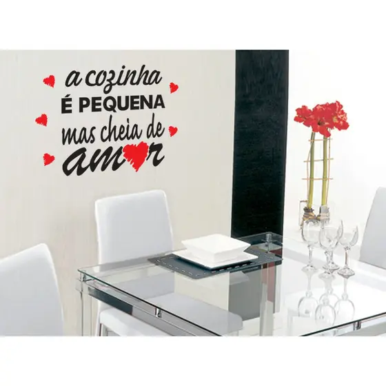 Adesivo para cozinha geladeira armário vidro metal azulejo cozinha é pequena mas cheia de amor Papel
