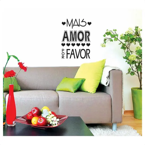 Adesivo Decorativo Frase Mais Amor Geladeira Parede Vitrini Papel adesivo parede adesivo de parede