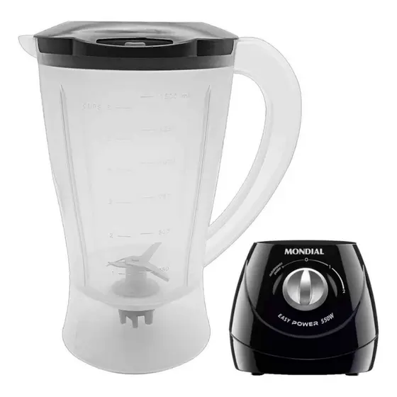 Copo Mondial Easy Power l 550 w ( Tampa Preta) Translucido