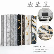 Kit 5/10/20 Placas Adesivas 3D Mármore De Parede Relevo Waterproof 30cm X 60cm Decoração