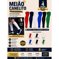 Meião Canelito Com 1 a 4 Pares Profissional Alta Qualidade