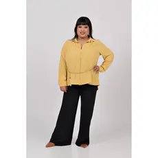 Camisa Social Feminina Mostarda Plus Size