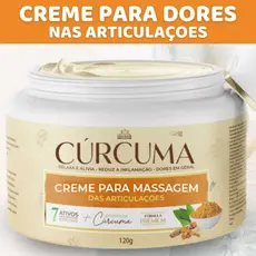 Creme Cúrcuma 120g Auxiliar no Alívio Imediato de Dores Articulações Costas Musculares Massageador