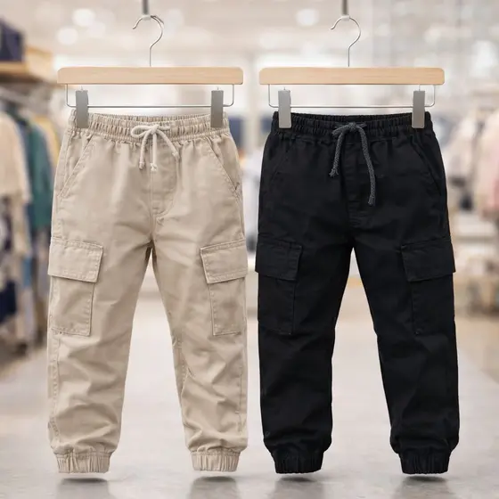 Kit 2 Calças MENINO Cargo Infantil Jogger  Moda Jogger menino