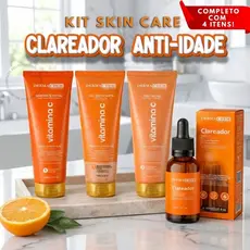 Kit Skin Care Clareador Anti-Idade Vitamina C Dermachem Completo 4 Itens