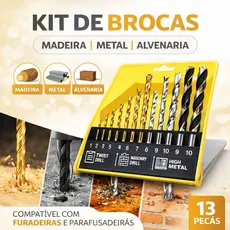 KIT BROCAS MADEIRA FERRO CONCRETO 16 PEÇAS