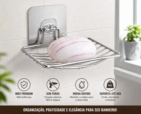 Saboneteira de Parede em Aço Inoxidável