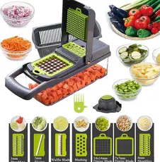 Cortador Multifuncional de Legumes e Frutas com 7 Lâminas – Fatiador, Ralador e Triturador com Cesto