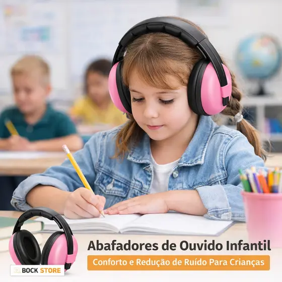 Abafador de Ruídos Infantil Protetor Auricular Som Neném Bebê Criança Ajustável Tipo Concha Conforto